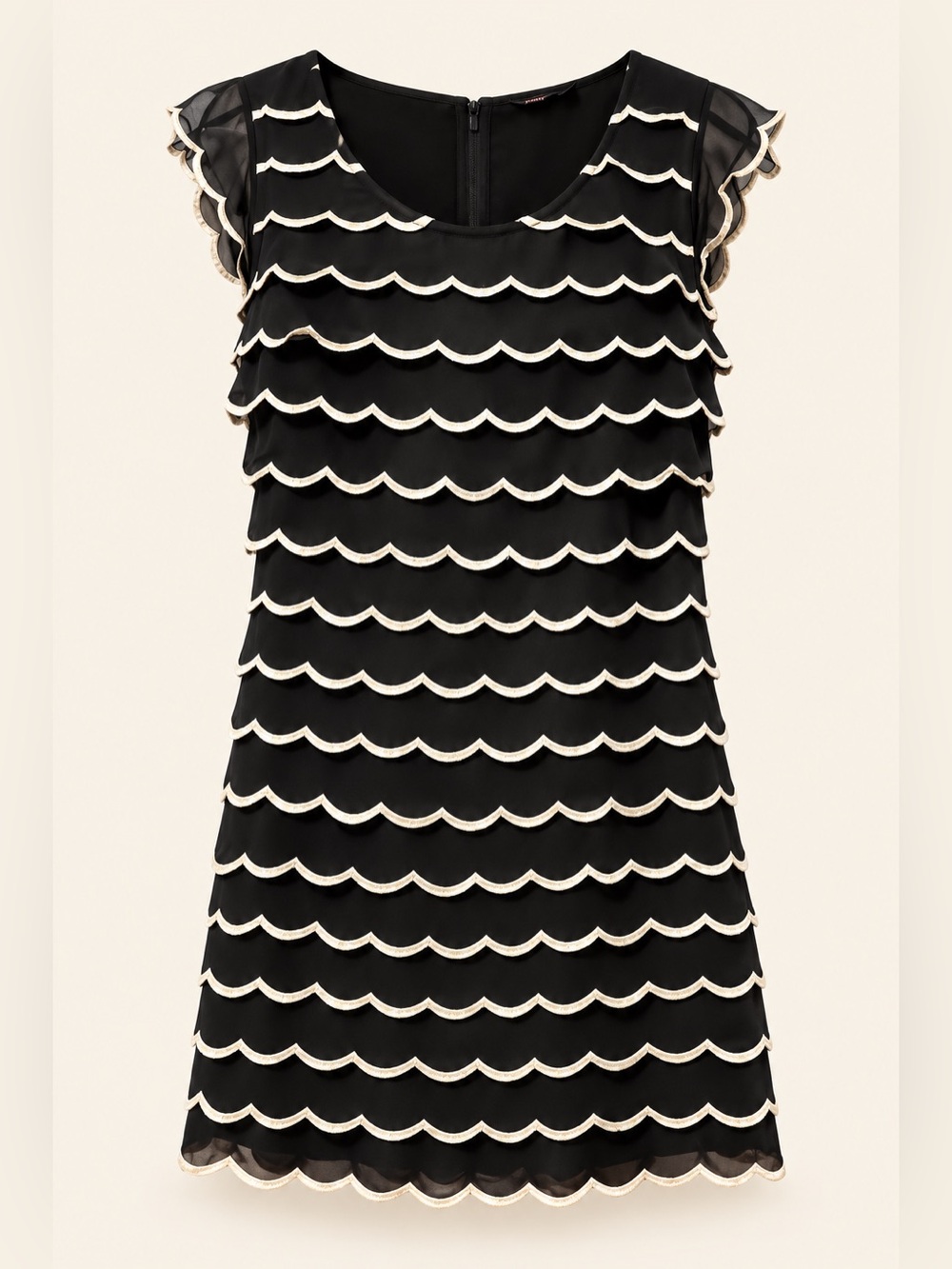 Betsey Johnson Vintage Y2K Silk Scalloped Tiered Mini Dress Size 0